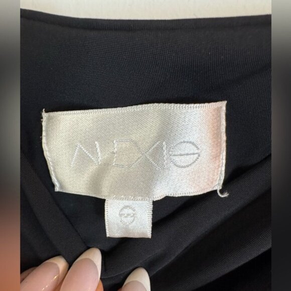 Alexis Two-Tone Designer Dress – Black & Red Pleated – Size Small - Picture 2 of 13